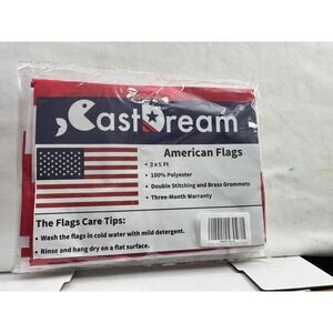 Castream American Flag 2-Pack 3x5 Ft 100% Polyester with Brass Grommets New